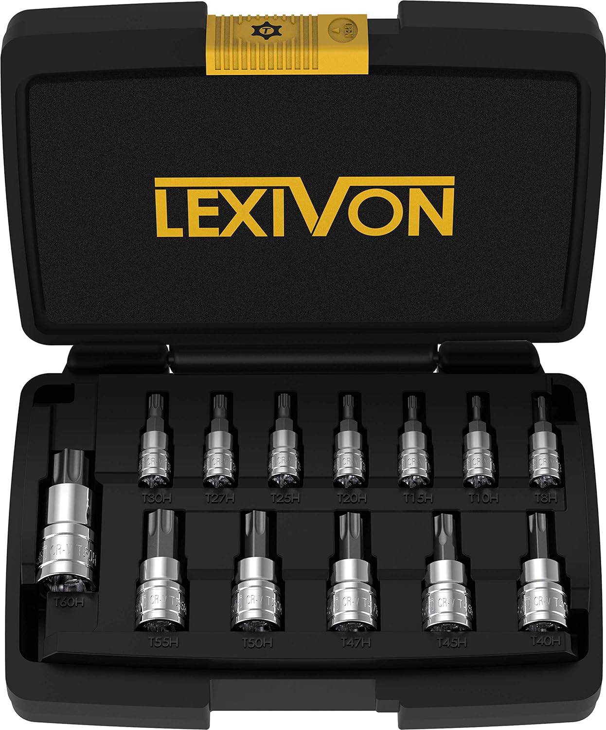 LEXIVON Tamper Proof Torx Bit Socket Set. Premium S2 Alloy Steel | 13-Piece Security Star T8 - T60 Set | Enhanced Storage Case (LX-146)